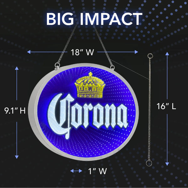 Corona Infinity Mirror LED Sign Man Cave Home Bar Garage Wall Decor