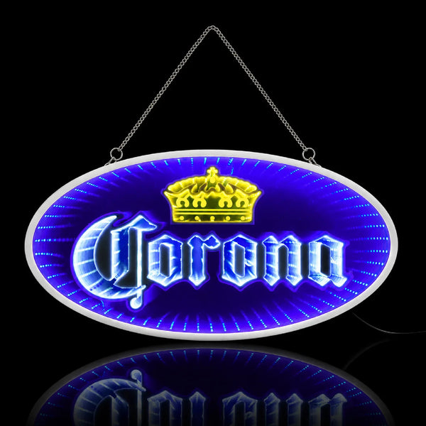 Corona Infinity Mirror LED Sign Man Cave Home Bar Garage Wall Decor