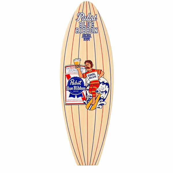 Pabst Blue Ribbon Surfboard Wall Decor 30" Glossy Home Bar Man Cave Garage Sign