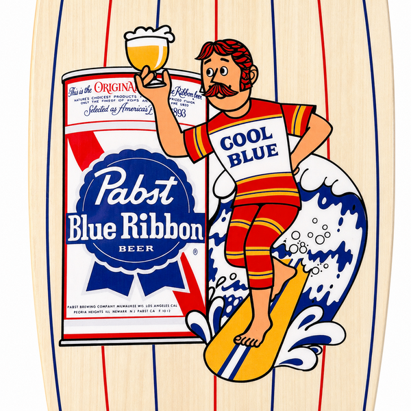 Pabst Blue Ribbon Surfboard Wall Decor 30" Glossy Home Bar Man Cave Garage Sign