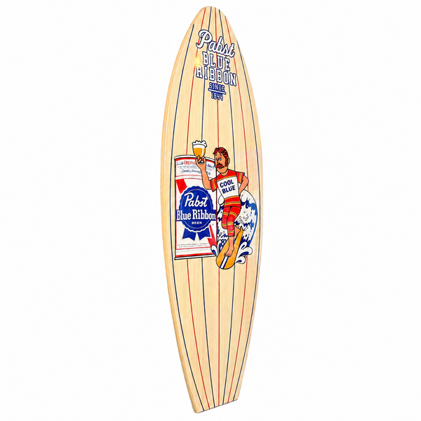 Pabst Blue Ribbon Surfboard Wall Decor 30" Glossy Home Bar Man Cave Garage Sign