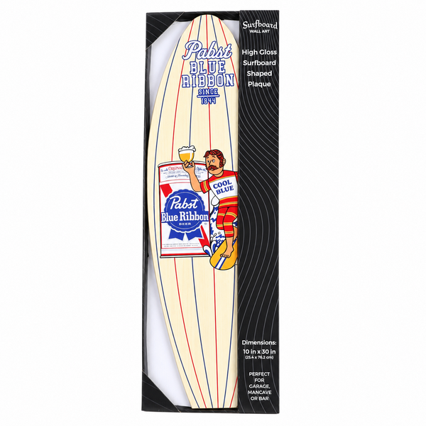Pabst Blue Ribbon Surfboard Wall Decor 30" Glossy Home Bar Man Cave Garage Sign