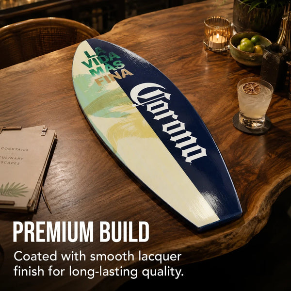 Corona La Vida Más Fina Surfboard Wall Plaque 30" x 10" Licensed Bar Decor