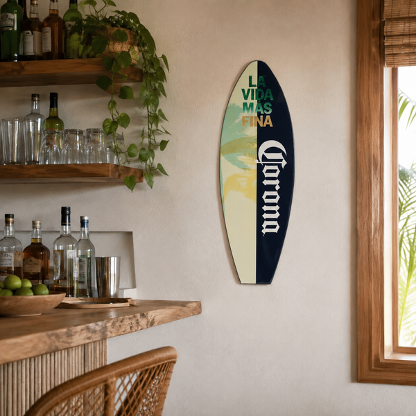 Corona La Vida Más Fina Surfboard Wall Plaque 30" x 10" Licensed Bar Decor