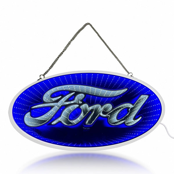 Ford Built Tough 18" Infinity Mirror LED Wall Sign Garage Man Cave Decor