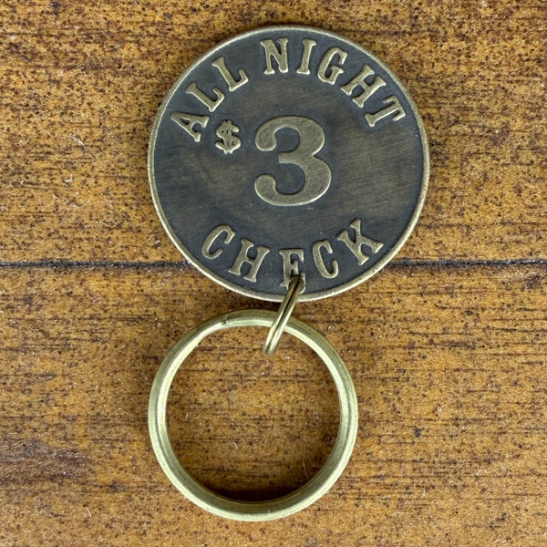 Honest Walt's Saloon Brothel Token Keychain, Antiqued Brass, Tombstone Arizona