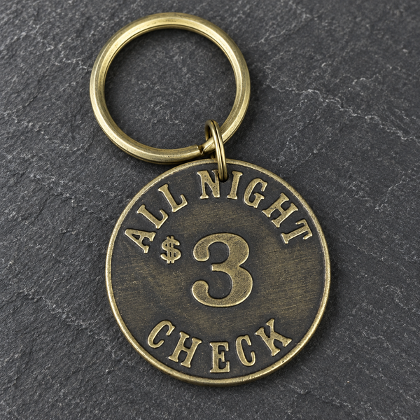 Honest Walt's Saloon Brothel Token Keychain, Antiqued Brass, Tombstone Arizona