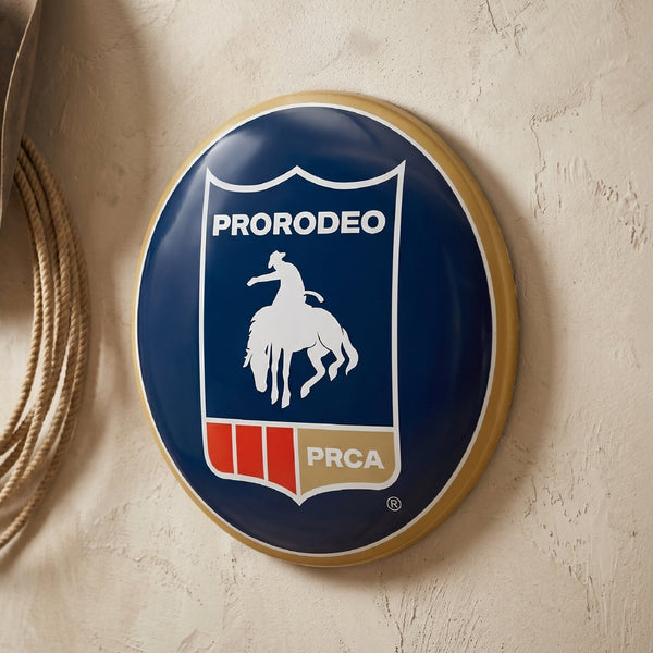 ProRodeo PRCA Shield Metal Dome Sign 15" Rodeo Cowboy Western Wall Decor