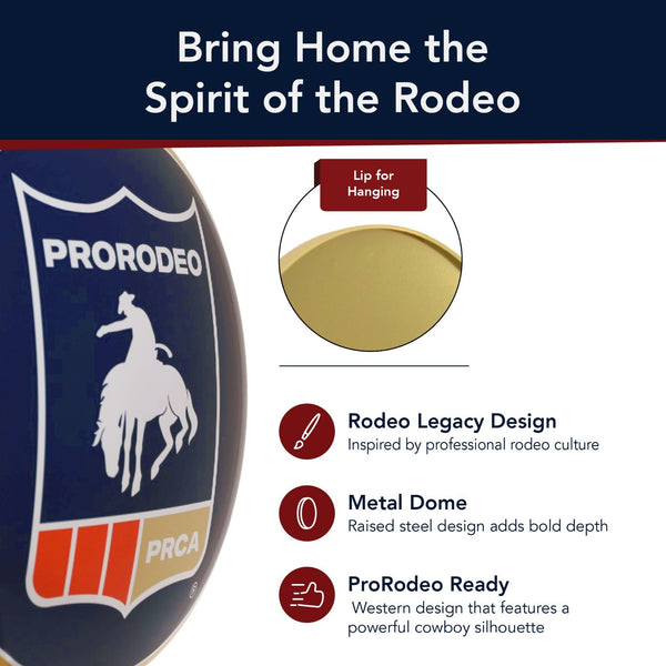 ProRodeo PRCA Shield Metal Dome Sign 15" Rodeo Cowboy Western Wall Decor