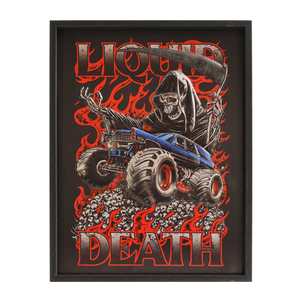 Liquid Death Monster Death Reaper 25" x 19" Framed Embossed 3D Wall Art Decor