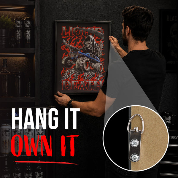 Liquid Death Monster Death Reaper 25" x 19" Framed Embossed 3D Wall Art Decor