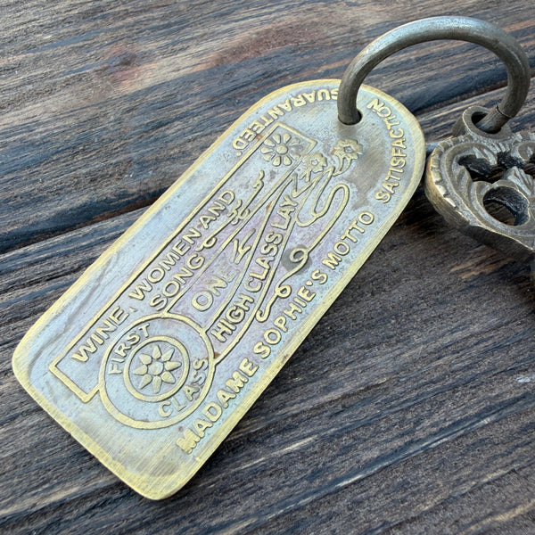 Hotel De Paris Brothel Room Brass Tag & Iron Key