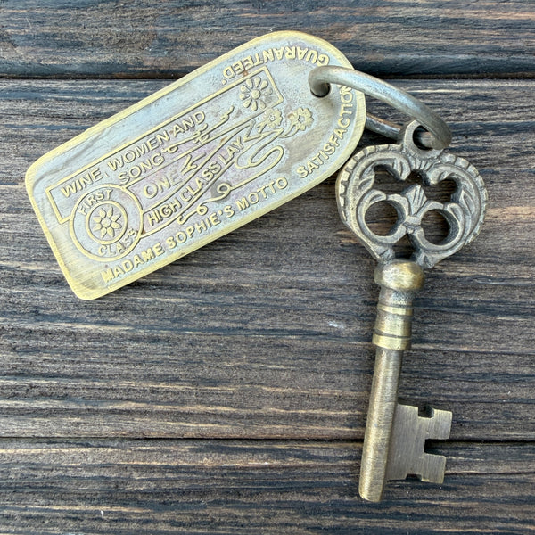 Hotel De Paris Brothel Room Brass Tag & Iron Key