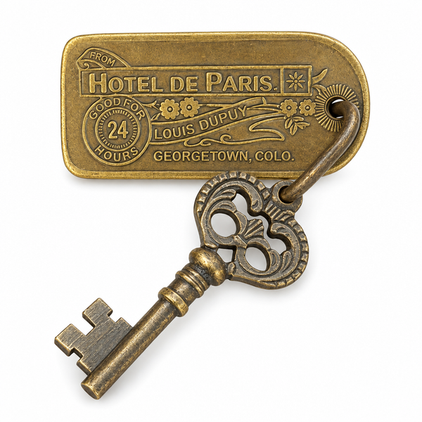 Hotel De Paris Brothel Room Brass Tag & Iron Key