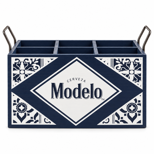 Modelo Cerveza Licensed Rustic Wooden 6-Bottle Beer Crate