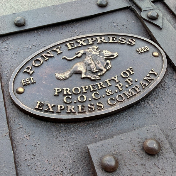Pony Express Cast Iron Strongbox With Brass Tag – Hand-Antiqued Reproduction