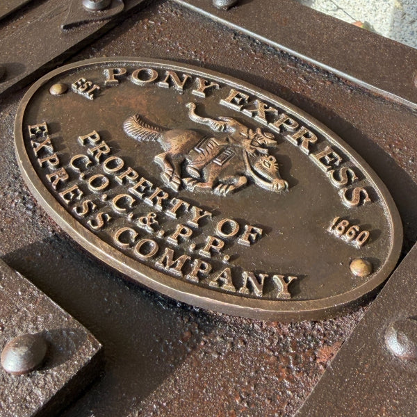 Pony Express Cast Iron Strongbox With Brass Tag – Hand-Antiqued Reproduction