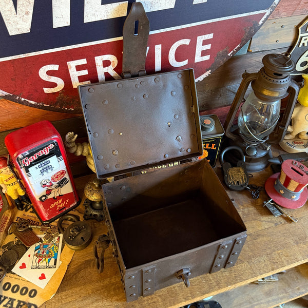 Pony Express Cast Iron Strongbox With Brass Tag – Hand-Antiqued Reproduction