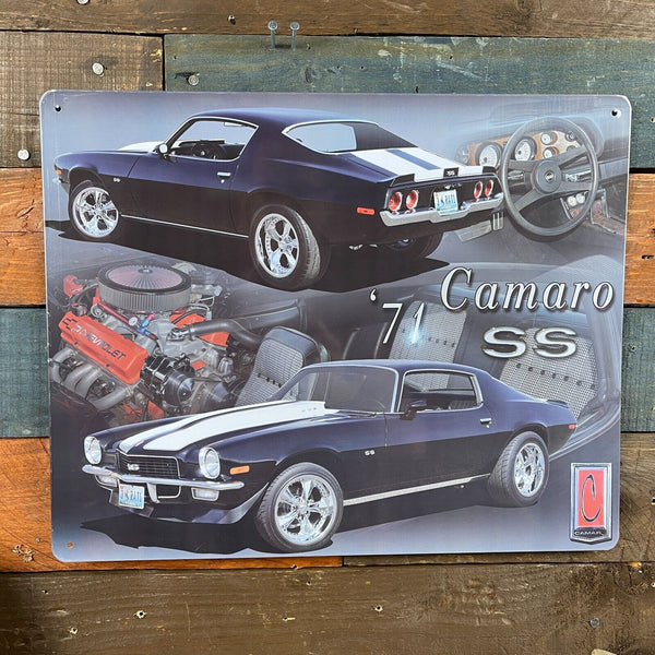 Camaro '71 SS 15" x 12" Tin Metal Sign With Hemmed Reinforced Edges