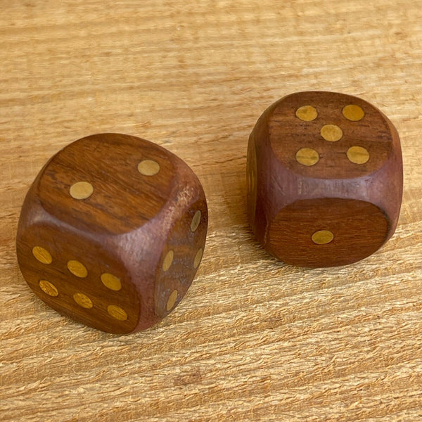 Wood Dice With Brass Inlay