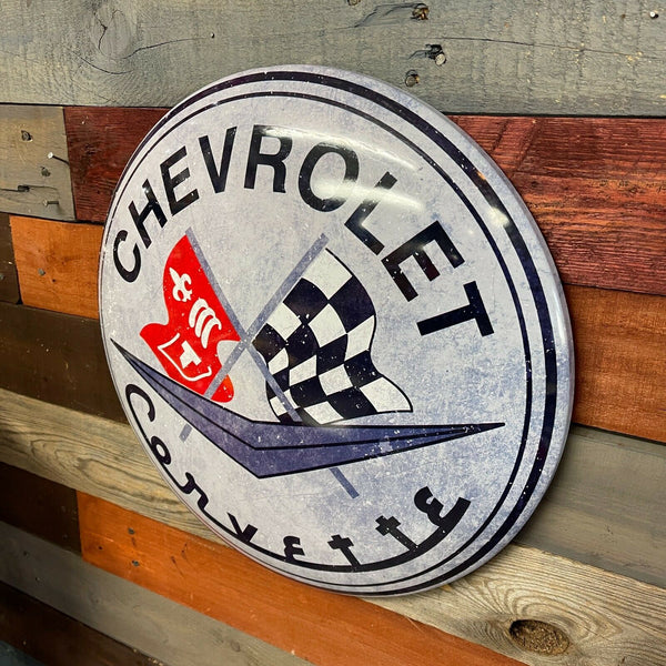 Chevrolet Corvette Dome Shaped Metal Sign