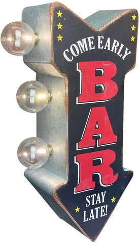 BAR "Come Early Stay Late!" Battery Powered LED Marquee Sign