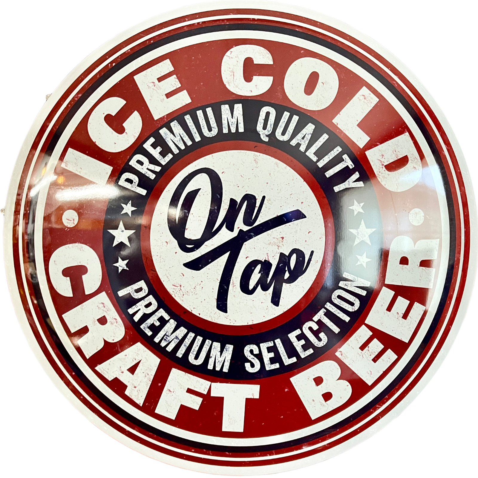 Ice Cold Craft Beer On Tap Dome Shaped Metal Sign
