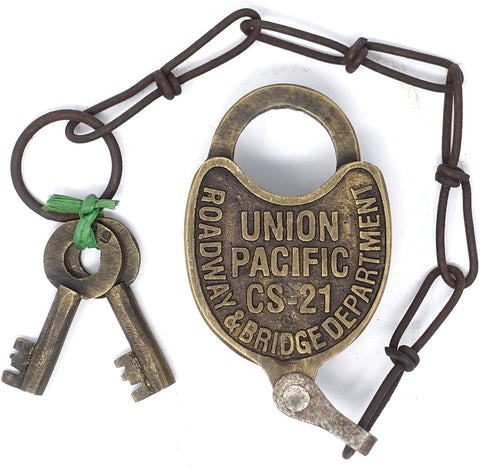 Union Pacific Railroad Roadway & Bridge Department CS-21 Solid Brass Working Lock With Keys
