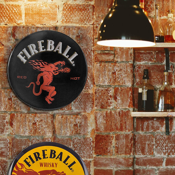 Fireball Red Hot Dome Shaped Metal Sign