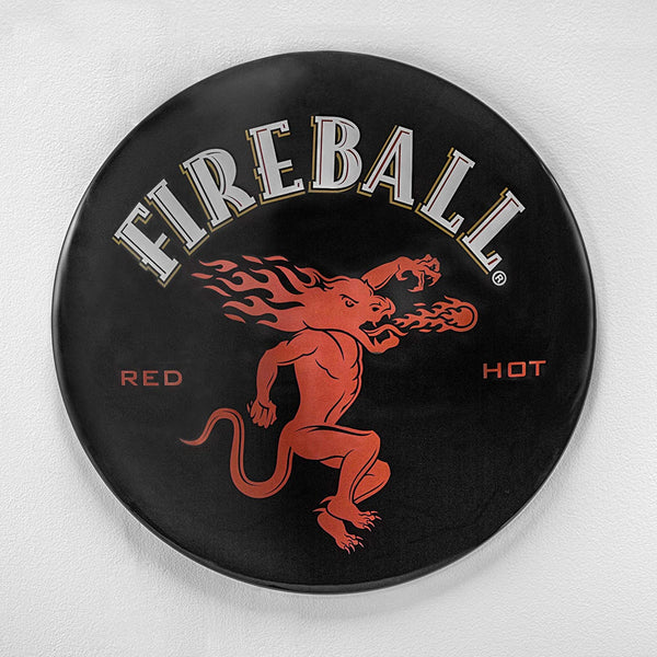Fireball Red Hot Dome Shaped Metal Sign