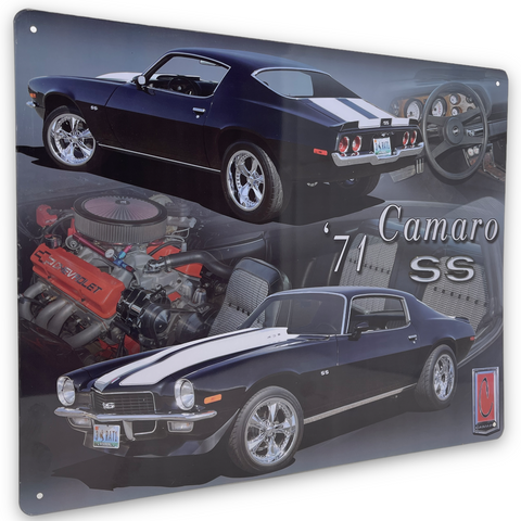 Camaro '71 SS 15" x 12" Tin Metal Sign With Hemmed Reinforced Edges