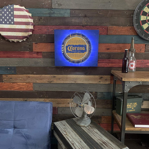 Corona Battery Powered LED Backlit Metal Sign