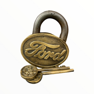 Vintage FORD Logo BEST Brass Padlock Lock with Key RARE Old Collectible