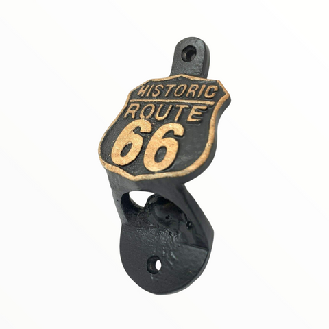 Route 66 Cast Iron Wall Mounted Bottle Opener With Raised Detail
