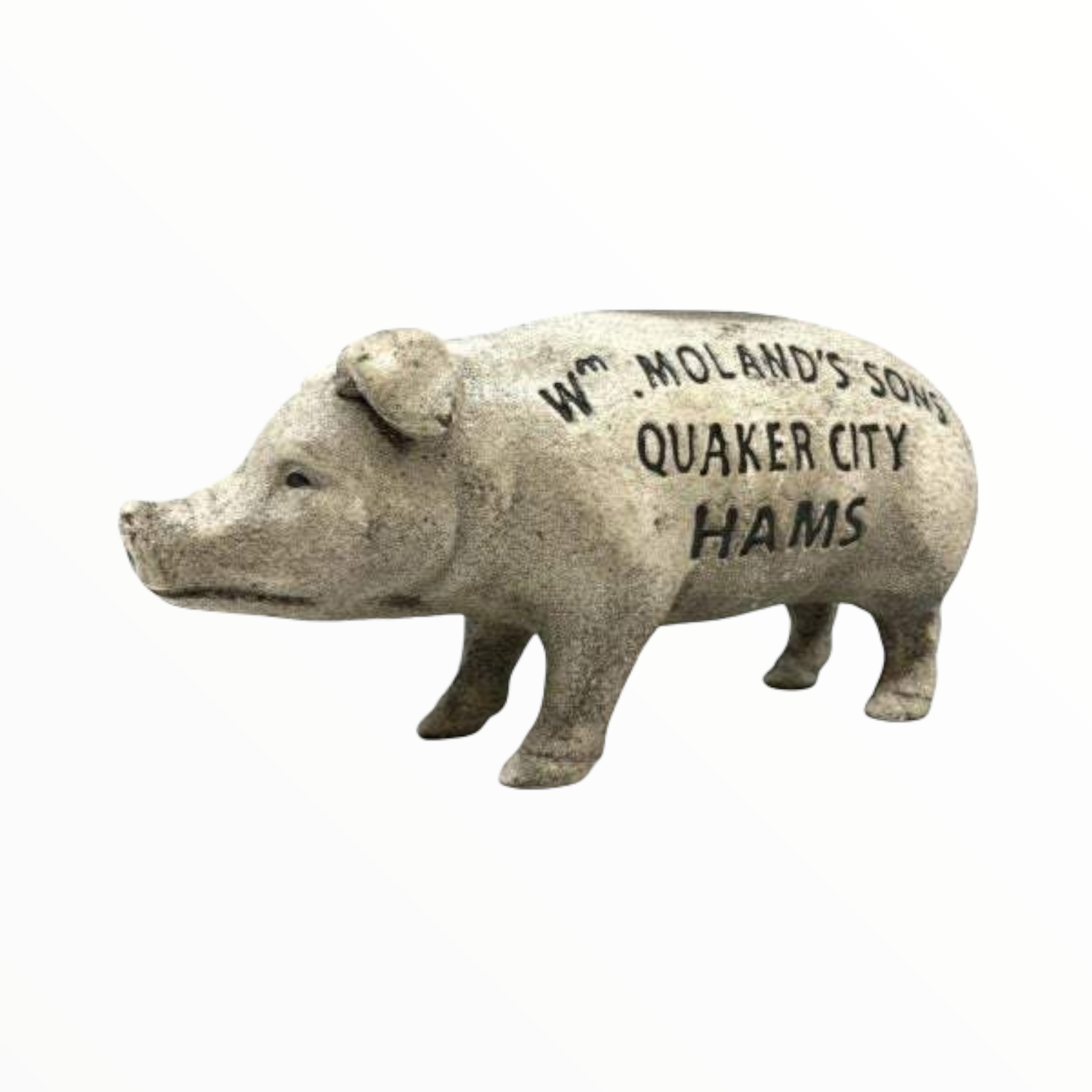WM. Moland's Sons Quaker City Hams Cast Iron Piggy Bank
