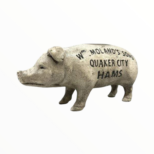 WM. Moland's Sons Quaker City Hams Cast Iron Piggy Bank