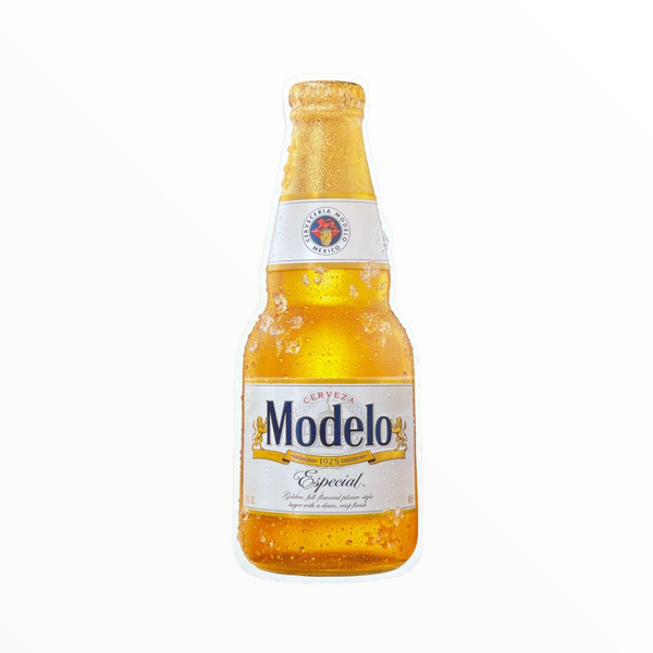 Modelo Especial Cerveza Bottle Shaped Embossed Metal Sign