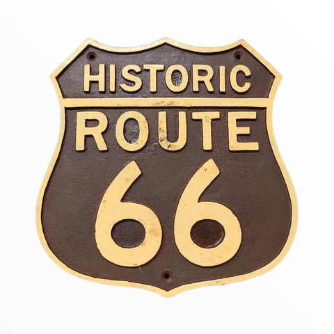 Route 66 Cast Iron Embossed Plaque