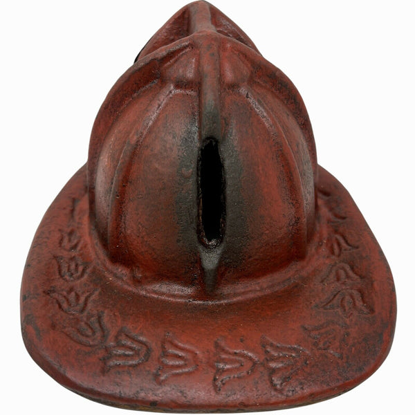 Fireman's Helmet Piggy Bank, Cast Iron With Antique Finish