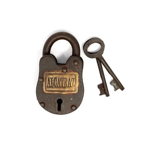 Alcatraz Prison Cast Iron Working Lock With Brass Tag & Keys