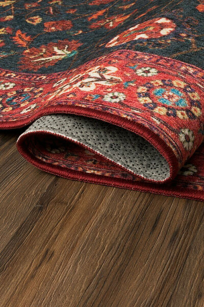 My Magic Carpet Ramage Indigo 5'x7' Washable Area Rug