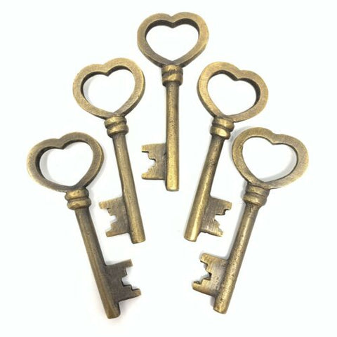 Brass Heart Keys (Set of 5)