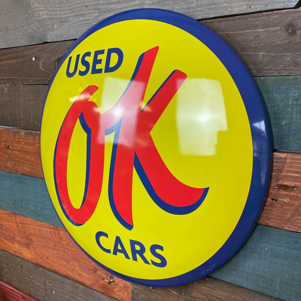 Chevrolet OK Used Cars Dome Shaped Metal Sign