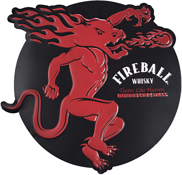 Fireball Whiskey Embossed Tin Metal Sign