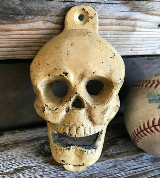 Skull Cast Iron Bottle Opener With Antique Finish