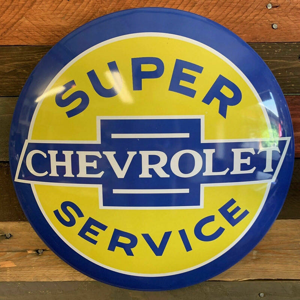 Chevrolet Super Service Dome Shaped Metal Sign