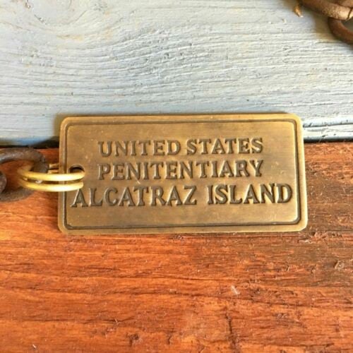 Alcatraz Prison Guard Iron Cell Key, Tag, & Solid Brass Whistle With 27" Chain