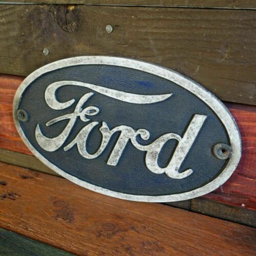 Ford Logo Cast Iron Plaque With Antique Finish