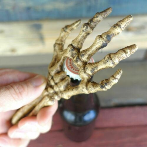 Skeleton Hand & Forearm Cast Iron Bottle Opener With Painted Antique Finish