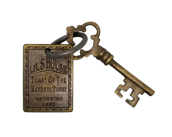 Lil's House 1885 Barbary Coast San Francisco Brothel Room Solid Brass Tag & Key
